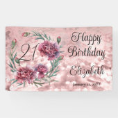 Elegant Pink Carnations 21st Birthday Party Banner (Horizontal)