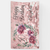 Elegant Pink Carnations 30th Birthday Party Banner (Vertikal)