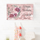 Elegant Pink Carnations 40th Birthday Party  Banner (Insitu)