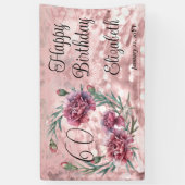 Elegant Pink Carnations 60th Birthday Party Banner (Vertikal)