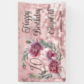 Elegant Pink Carnations 90th Birthday Party  Banner (Vertikal)