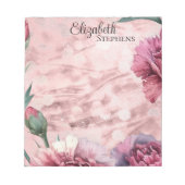 Elegant Pink Carnations Boho Floral - Name Notizblock (Vorderseite)