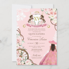 Elegant Pink Charro Quinceanera Floral  Einladung