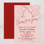 Elegant Pink Cheers Champagne 43. Geburtstag Einladung (Vorne/Hinten)