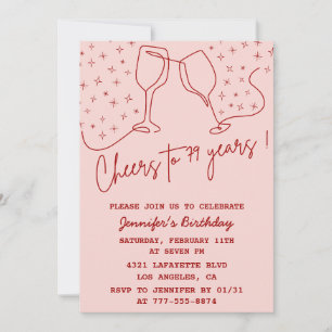 Elegant Pink Cheers Champagne 79. Geburtstag Einladung