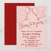 Elegant Pink Cheers Champagne 81. Geburtstag Einladung (Vorne/Hinten)