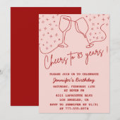 Elegant Pink Cheers Champagne 83. Geburtstag Einladung (Vorne/Hinten)