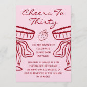Elegant Pink Cheers to Thirty Cocktail 30 Birthday Einladung (Vorderseite)