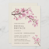 Elegant Pink Cherry Blossom Bridal Brunch Einladung (Vorne/Hinten)