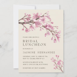 Elegant Pink Cherry Blossom Bridal Luncheon Einladung