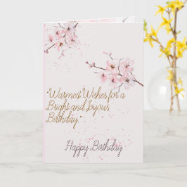 	Elegant Pink Cherry Blossom Floral Happy Birthday Karte