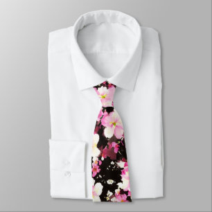 Elegant Pink Cherry Blossom Floral Krawatte