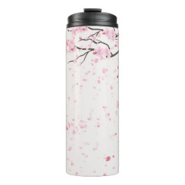 Elegant Pink Cherry Blossom Floral Pattern Thermal Thermosbecher