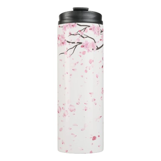 Elegant Pink Cherry Blossom Floral Pattern Thermal Thermosbecher (Vorderseite)