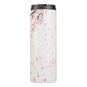 Elegant Pink Cherry Blossom Floral Pattern Thermal Thermosbecher (Rückseite)
