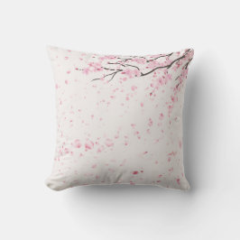 Elegant Pink Cherry Blossom Floral Throw Pillow Kissen