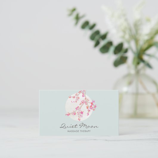 Elegant Pink Cherry Blossom Floral Visitenkarte (Stehend Vorderseite)