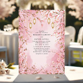 Elegant Pink Cherry Blossom Lantern Wedding Einladung