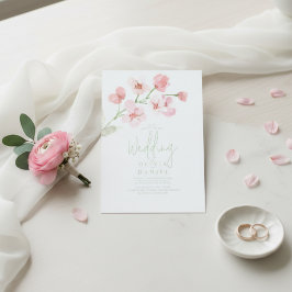 Elegant Pink Cherry Blossom Watercolor Wedding Einladung