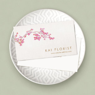 Elegant Pink Cherry Blossoms Floral Flower Visitenkarte