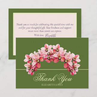 Elegant Pink Chic Orchid Bridal Shower Thank You Dankeskarte