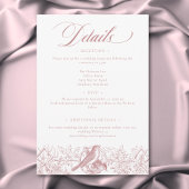 Elegant Pink Chinoiserie Natur & Vögel Hochzeit Begleitkarte