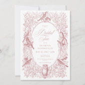Elegant Pink Chinoiserie Nature Birds Bridal Tea Einladung (Vorderseite)