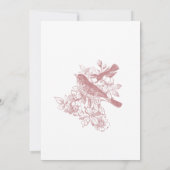 Elegant Pink Chinoiserie Nature Birds Bridal Tea Einladung (Rückseite)