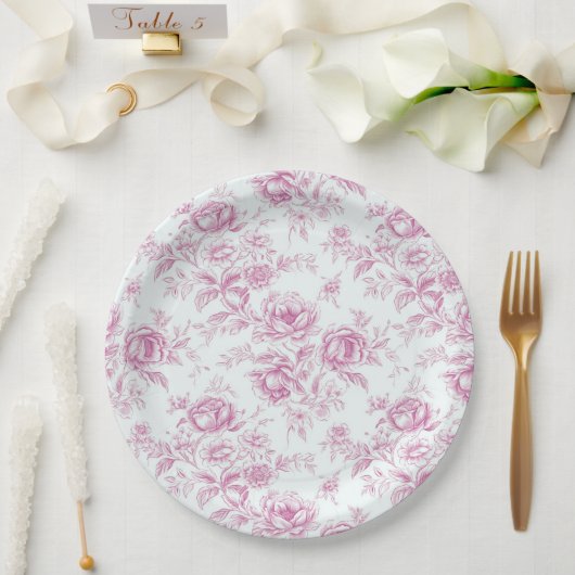 Elegant Pink Chinoiserie Pappteller (Hochzeit)