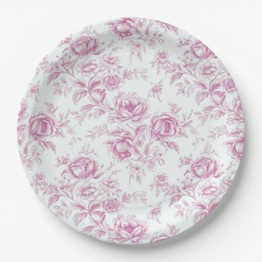 Elegant Pink Chinoiserie Pappteller (Vorderseite)