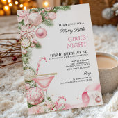 Elegant Pink Christmas Girls Night Invitation Einladung