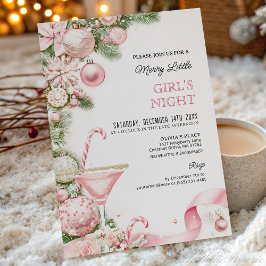 Elegant Pink Christmas Girls Night Invitation  Einladung