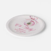 Elegant Pink Christmas Ornament Baby Shower Pappteller (Schrägansicht)