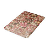 Elegant Pink Christmas Patchwork Blanket Badematte (Schrägansicht)
