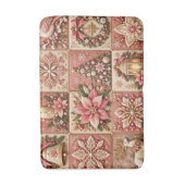 Elegant Pink Christmas Patchwork Blanket Badematte (Vorderseite Vertikal)