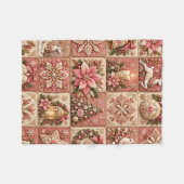 Elegant Pink Christmas Patchwork Blanket Fleecedecke (Vorderseite (Horizontal))