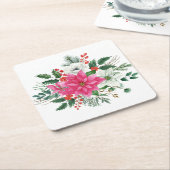 Elegant Pink Christmas Poinsettia Rechteckiger Pappuntersetzer (angewinkelt)