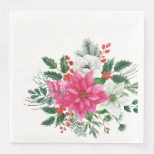 Elegant Pink Christmas Poinsettia Serviette (Vorderseite)