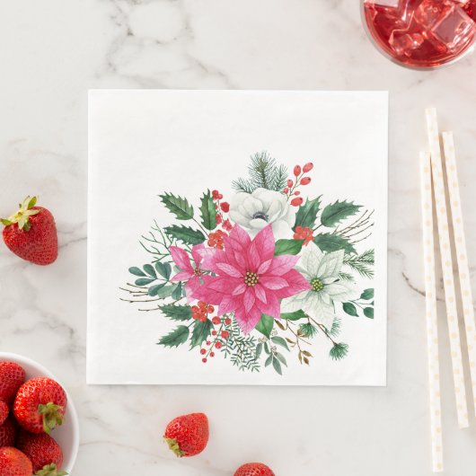 Elegant Pink Christmas Poinsettia Serviette (Beispiel)