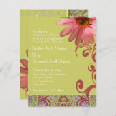 Elegant Pink ConeFlower Paisley Einladung zur Hoch (Vorne/Hinten)