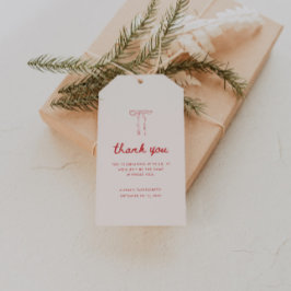 Elegant Pink Coquette Bow Bachelorette Thank You Geschenkanhänger