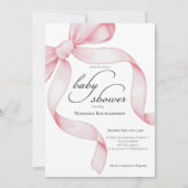 Elegant Pink Coquette Bow Girl Baby Shower Einladung (Vorderseite)
