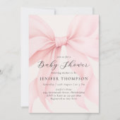 Elegant Pink Coquette Bow Girl Baby Shower Einladung (Vorderseite)