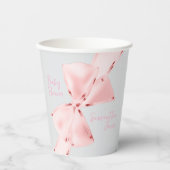 Elegant Pink Coquette Bow Girl Baby Shower Pappbecher (Vorderseite)