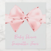 Elegant Pink Coquette Bow Girl Baby Shower Weinetikett (Einzelnes Label)