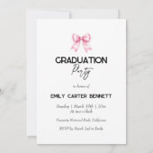 Elegant Pink Coquette Bow Graduation Hat Einladung (Rückseite)