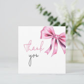 Elegant Pink Coquette Bow Sweet 16 Geburtstag Dankeskarte (Stehend Vorderseite)