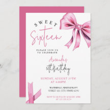 Elegant Pink Coquette Bow Sweet 16 Geburtstag