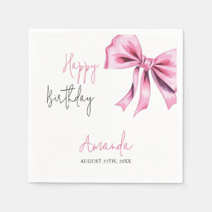 Elegant Pink Coquette Bow Sweet 16 Geburtstag Serviette