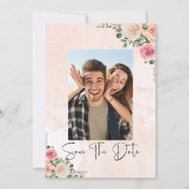 Elegant Pink Cream Floral Wedding Save the Date Einladung